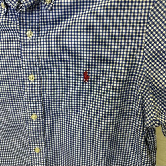 Ralph Lauren Blue Gingham Check Button-Down Shirt - Size M - Picture 2 of 10